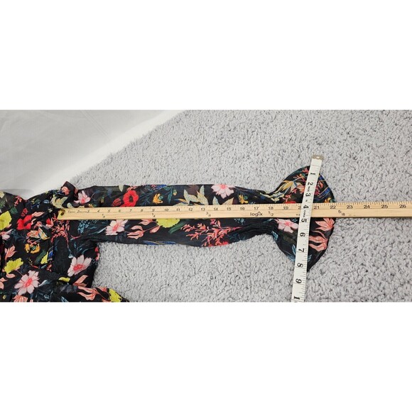 Gracia Womens Tiered Dress Floral Sheer Black Bloomcore Fairy Whimsy Small - Picture 16 of 16